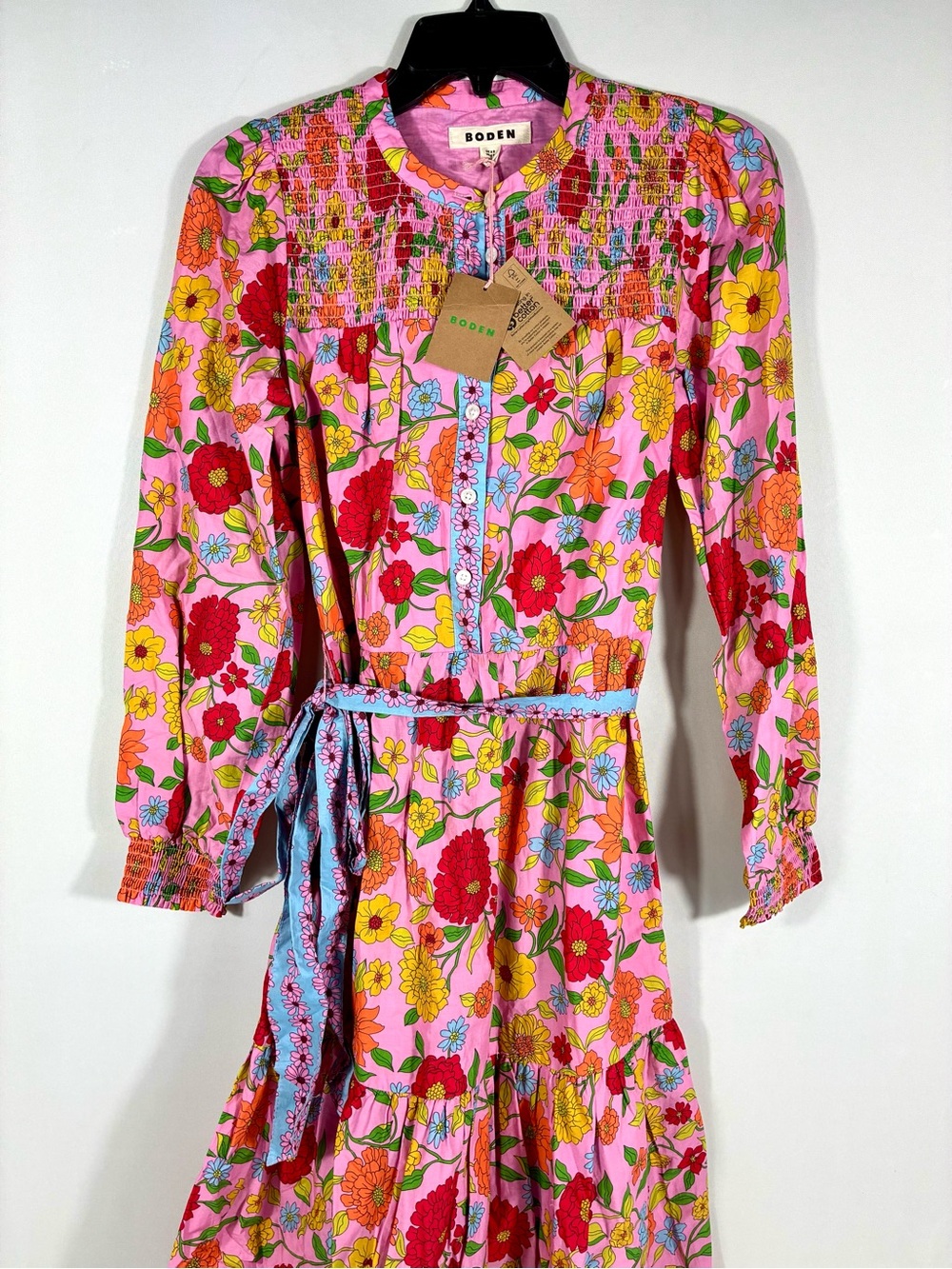 Boden Cecily Floral Long Sleeve Cotton Shirt Dress Dahlia Trail 4 US NWT - Picture 9 of 17